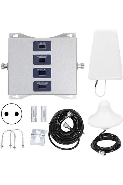 fulina 4 Band Mobile Phone Signal Amplifier,100-240V with Antenna Kit,with LCD Display,Low Radiation