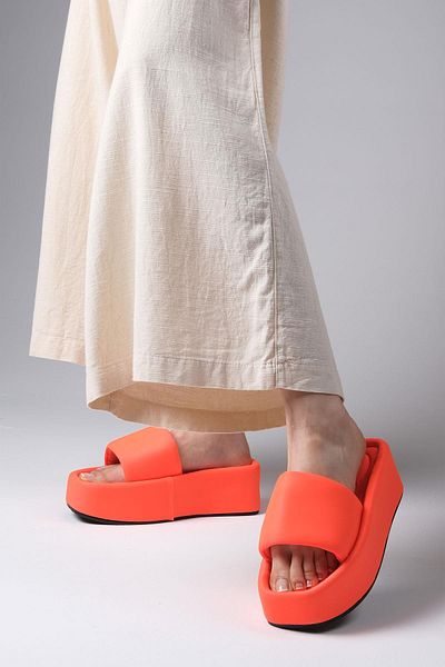 Mio Gusto Γυναικείες Stretch υφασμάτινες παντόφλες Anika Πορτοκαλί Χρώμα Χοντρό Σόλα