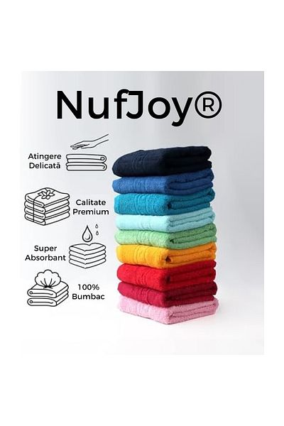 NufJoy Set of 2 Towels 100% Cotton, 500 g/m², 1 Bath Towel 70x140 cm and 1 Hand Towel 50x90 cm