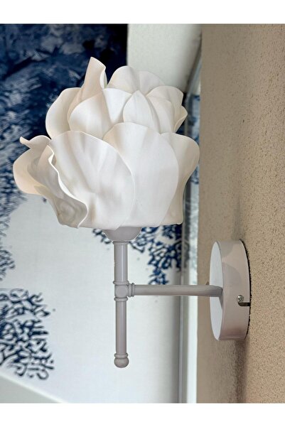 Maison Avf Beyaz Eva Anemon Tasarım Kablosuz Pilli Aplik - Alt Beyaz (Tüm Boy 35 cm)