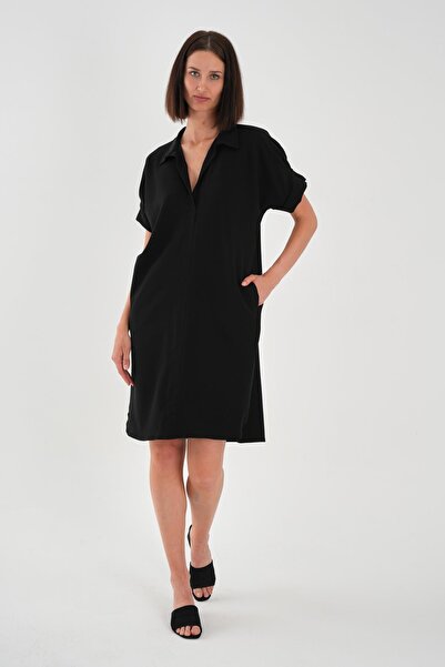 ALEXANDERGARDI Μαύρο πουκάμισο φόρεμα μεγάλου μεγέθους