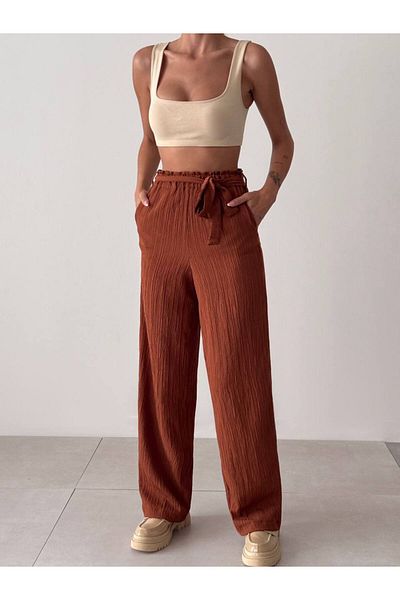 OYERGA MODA Women's Comfortable Pants with Waist Belt