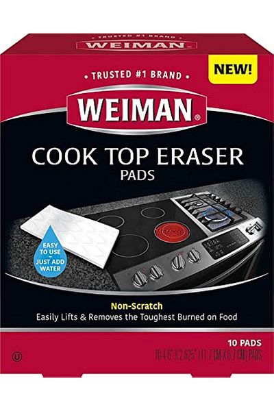 Weiman Cooktop Eraser Pads - 10 Pads - Non-Scratch - Lifts and Removes the Toughest Burned on Food