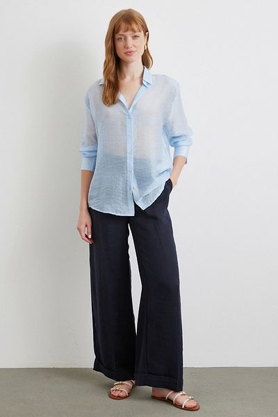 Never more Thin modal shirt blue