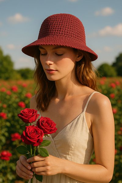 Mavelle Women's Burgundy Summer Basic Straw Hat Hsr2083