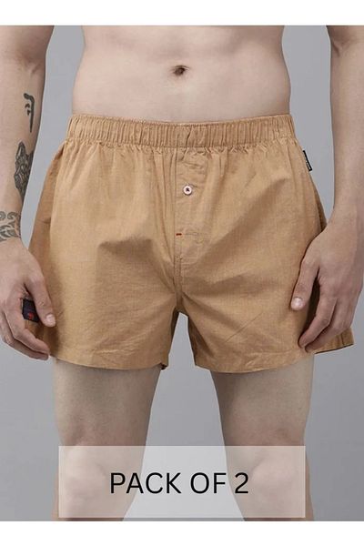 The Bear House Men's Cotton Boxers Pack of 2 Soft, Breathable & Comfortable Fit for Daily Wear