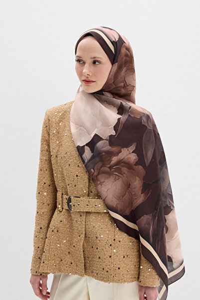 cs camellia scarf Lotus Soft Collection - Koyu Kahve