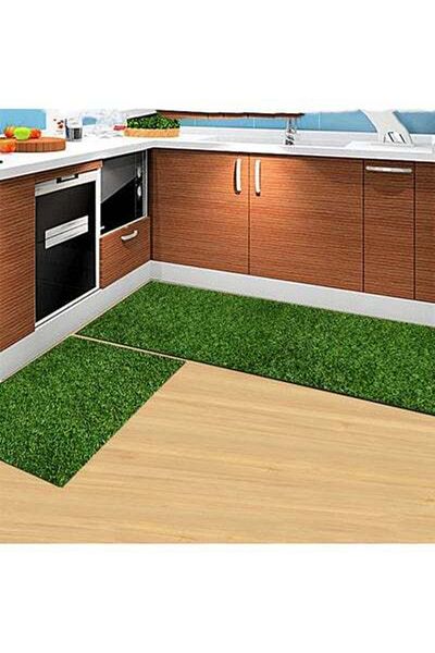 HALAMODO Bath Kitchen Floor Mat Antiskid Soft Hand Machine Green 40X60cm