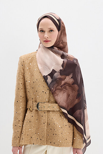 cs camellia scarf Lotus Soft Collection - Koyu Kahve