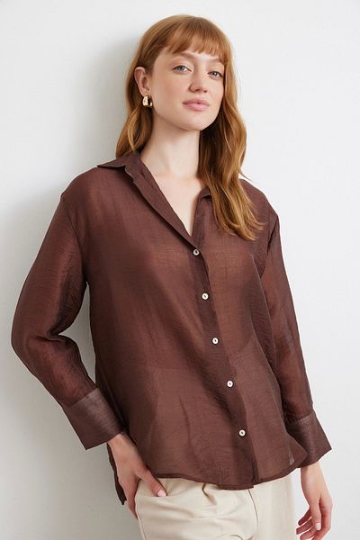 Never more Thin modal shirt coffee