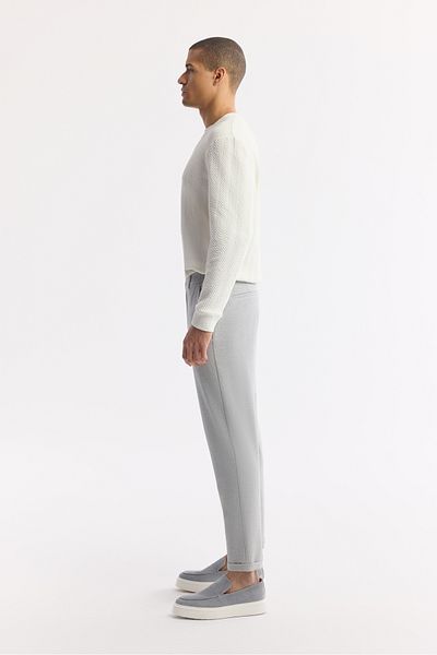 Avva Ανδρικό ανοιχτό γκρι Slim Fit Elastic Waist Bi Stretch Chino Παντελόνι B003033