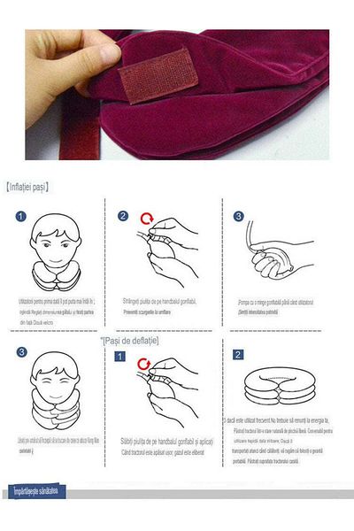 WildFashion Inflatable cervical collar pillow, height adjustable, Burgundy TOY431-81