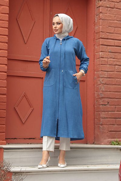 Neva Style Căciulă Hijab Albastru Indigo cu glugă 511ım
