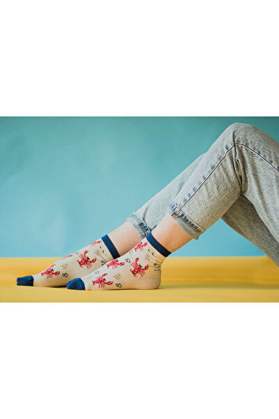 Pirin Hill Κοντές Κάλτσες πάνω από τον Αστράγαλο από Λεπτό Βαμβάκι Sealife Lobster Λευκό