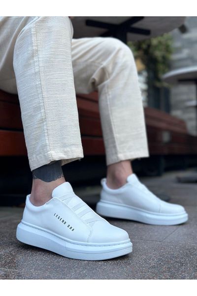 BOA BA0134 BOA Thick High Sole Cross Band White Men's Shoes