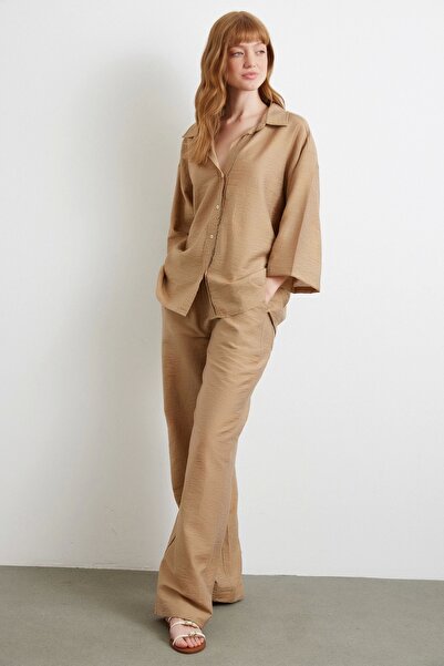 Never more Πουκάμισο Fakir Oversize Καφέ