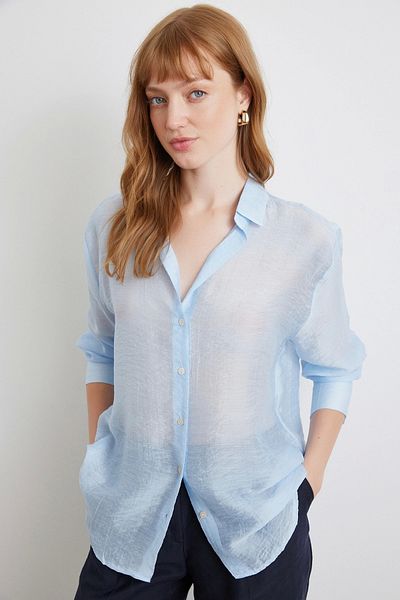 Never more Thin modal shirt blue
