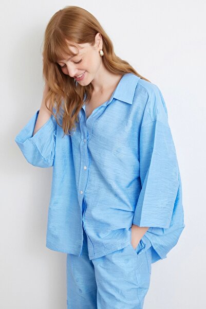 Never more Πουκάμισο Fakir Oversize Μπλε