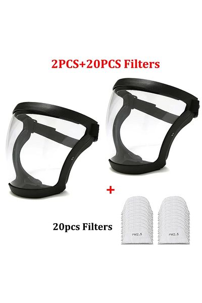 Choice 2black with 2Filters Work Protection Mask Full Face Protector Shield Transparent Facial Protector Fa