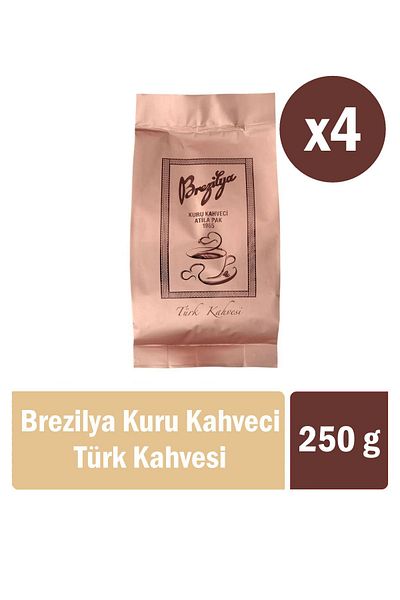 Brezilya Kuru Kahveci Atilla Pak Medium Roasted Moustur Denizli Turkish Coffee 250 Gr Set of 4 250Gr X4