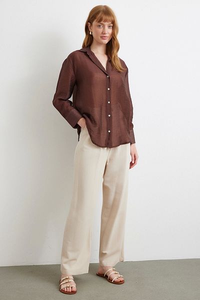 Never more Thin modal shirt coffee
