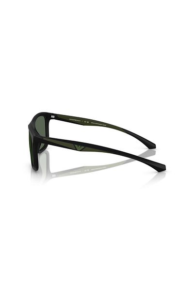 Emporio Armani نظارة شمسية مربعة للرجال - Ea 4234u - مقاس العدسة: 57 مم - أسود غير لامع