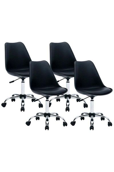 Taimi Pack of 4 Modern Desk Chair, Adjustable 360 °Swivel Armless Swivel Computer Chair With Wheels Black