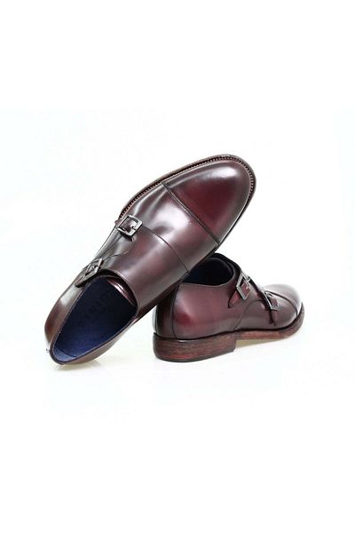 Butik Bordo Color Laceless Genuine Leather Men's Shoes