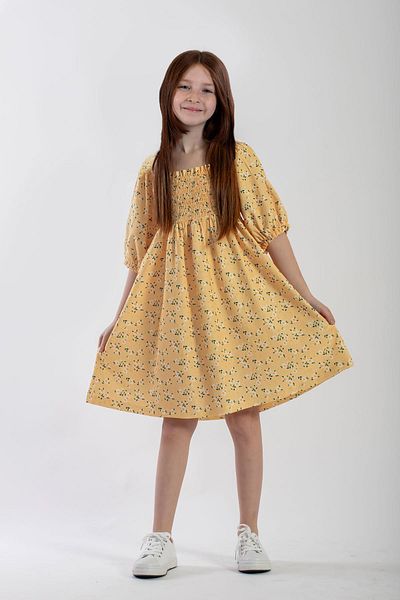 zepkids Yellow Colored Gogsu Patterned Girl's Dress