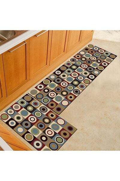 HALAMODO 1-Piece Luxurious Modern Geometric Pattern Rectangular Anti-Slip Kitchen Floor Mat 50x160cm