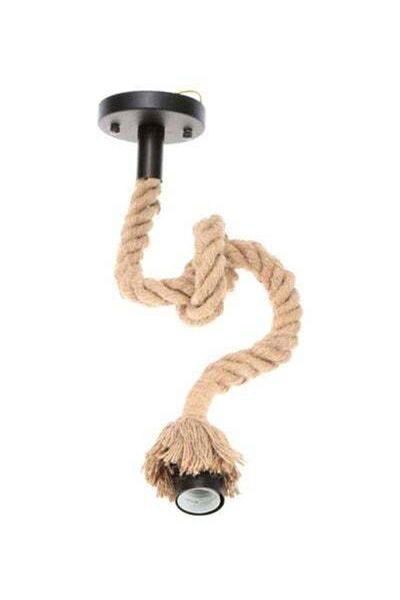 HALAMODO Rope Hanging Ceiling Light Beige/Black 50cm