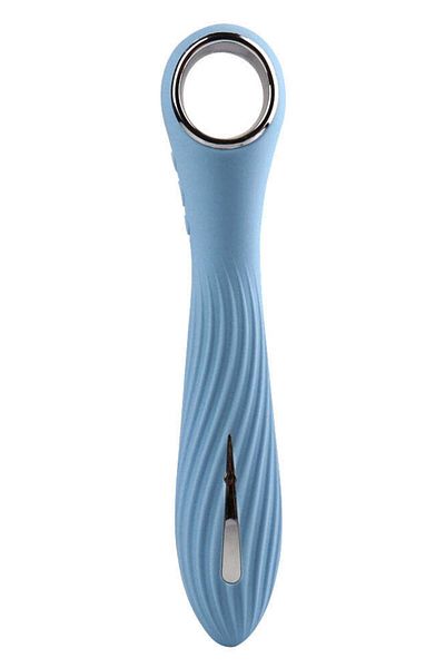 WildFashion Vibrator cu striatii, functie de electrostimulare si multiple moduri de vibrare, SkyBlue TOY350-48