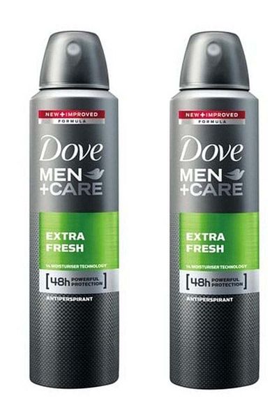 Dove مزيل عرق بخاخ مضاد للتعرق من مين+كير إكسترا فريش دراي، 150 مل (عبوة من قطعتين)