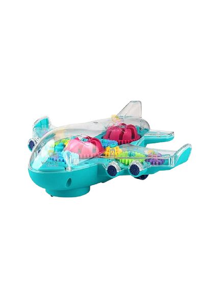 rexa Transparent Gear Airplane – Light-Up Moving Plane Toy for Kids