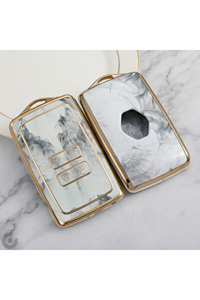 Alazpay Husă pentru chei din TPU galvanizat, gri, compatibilă cu Renault Clio 5 Megane E-tech Austral Koleos Kadjar Captur