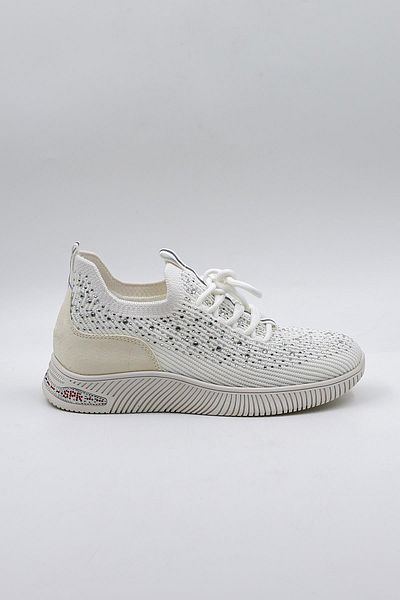 KRISTE BELL Stone Detailed Knitwear Imported Women's Sneakers Sports Shoes Kb0001 White