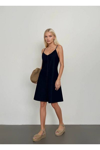 OYERGA MODA Rochie de damă din denim cu bretele