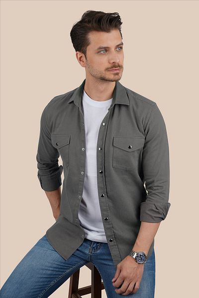 Etikmen Ανδρικό πουκάμισο Smoked Slimfit Real Denim
