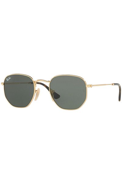 Ray-Ban Ray-Ban Hexagonal RB3548N 001 – Ochelari de soare, Auriu, Lentile Verde G-15, Mărime 54