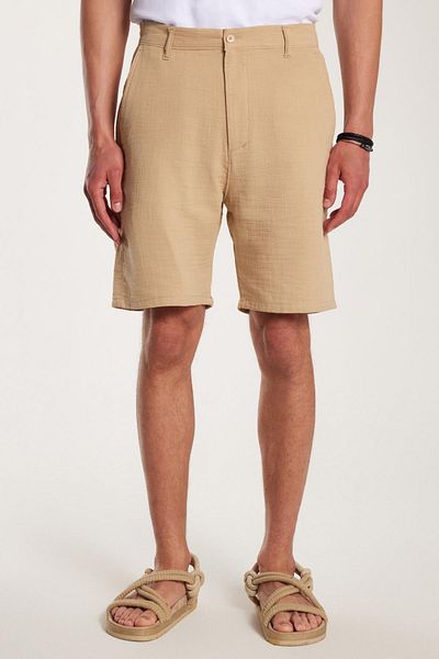Tudors Men's Regular Relaxed Fit Side Pocket Zippered Bermuda Brown Shorts