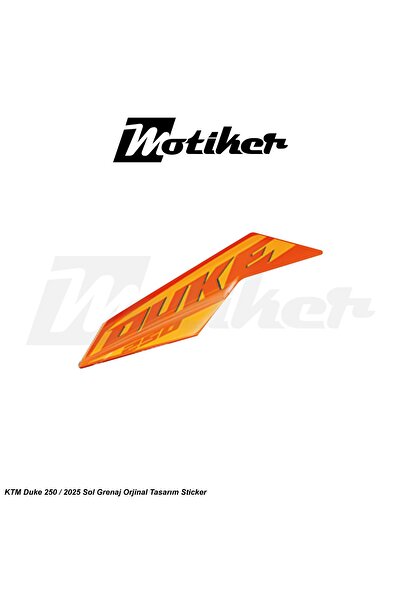 Motiker KTM Duke 250 2025 Turuncu Orjinal Sticker Etiket Tasarım Modeli Sol G...