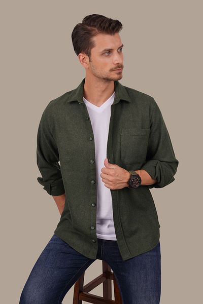 Etikmen Πουκάμισο σε κουτί δώρου HAKI Plain Oversize (Wide Fit)