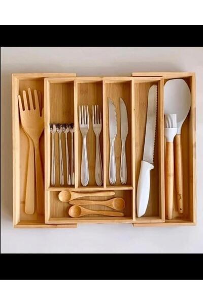 ALLEGRI Bamboo Drawer Cutlery Cosmetic Organizer 5-7 Compartments Adjustable
