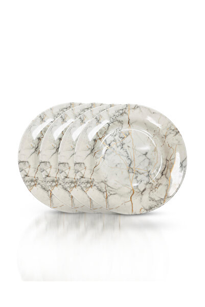 Bisbell 4Pcs 10" Melamine Ware White Stone Deep Plate - Soup, Pasta, Dessert Plate,BB2267