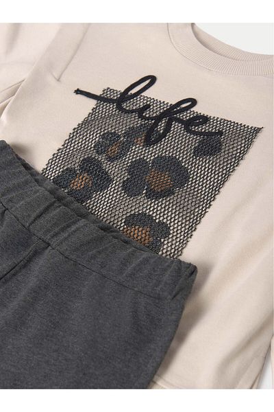 MAYORAL Girl's Set of blouse and leggings 7755 Beige, Gray