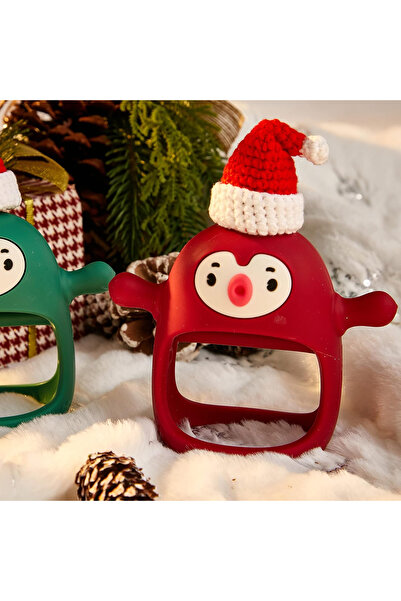 Malvys Penguin pacifier, food grade silicone, BPA free, 0-12 months, Red