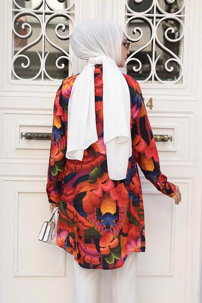 Neva Style Tunica Hijab cu model Burgundy - 11696BR