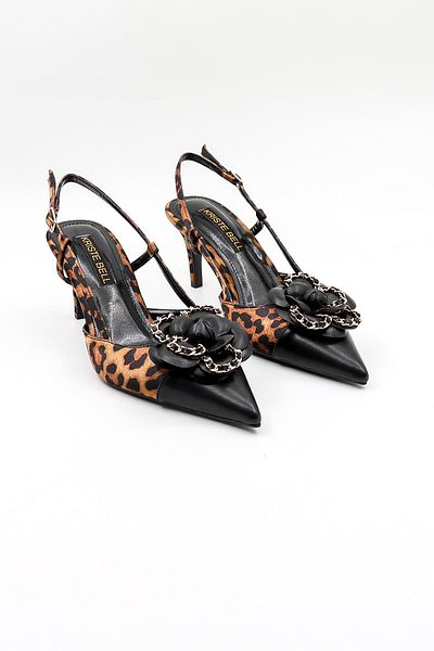KRISTE BELL Imported Rose Buckle Thin Heel Shoes Kb4003 Leopard