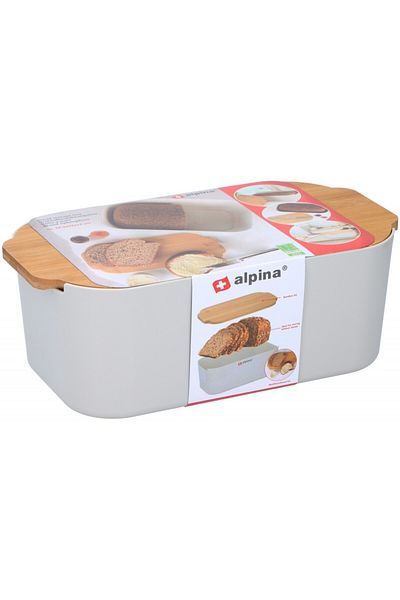 Alpina Bread Box, Melamine, Bamboo, 18.5 X 33 X 12 Cm