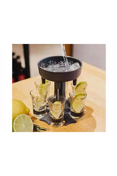 zola Alcohol dispenser with glasses, Zola®, plastic, 13x11 cm, grey